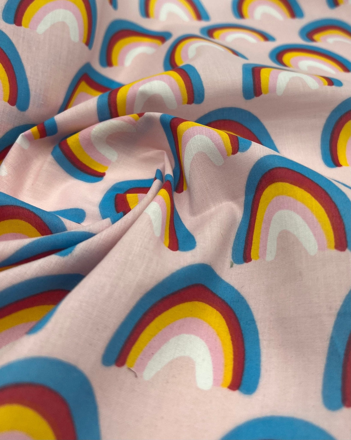 Pink Rainbow Printed Polycotton 90 GSM 80/20 44 Inch Non Stretch