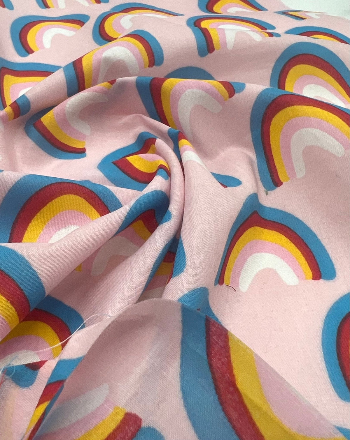 Pink Rainbow Printed Polycotton 90 GSM 80/20 44 Inch Non Stretch
