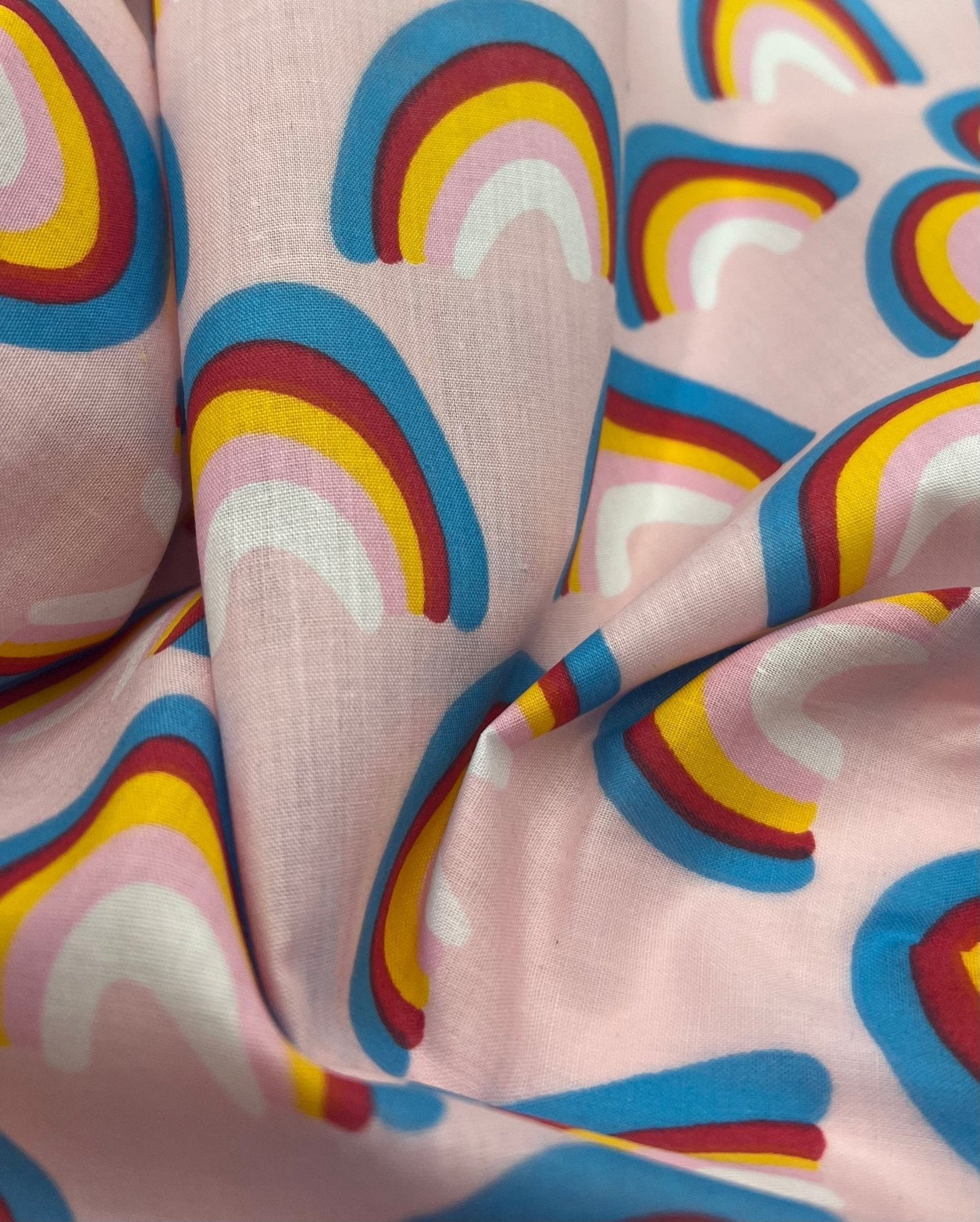 Pink Rainbow Printed Polycotton 90 GSM 80/20 44 Inch Non Stretch