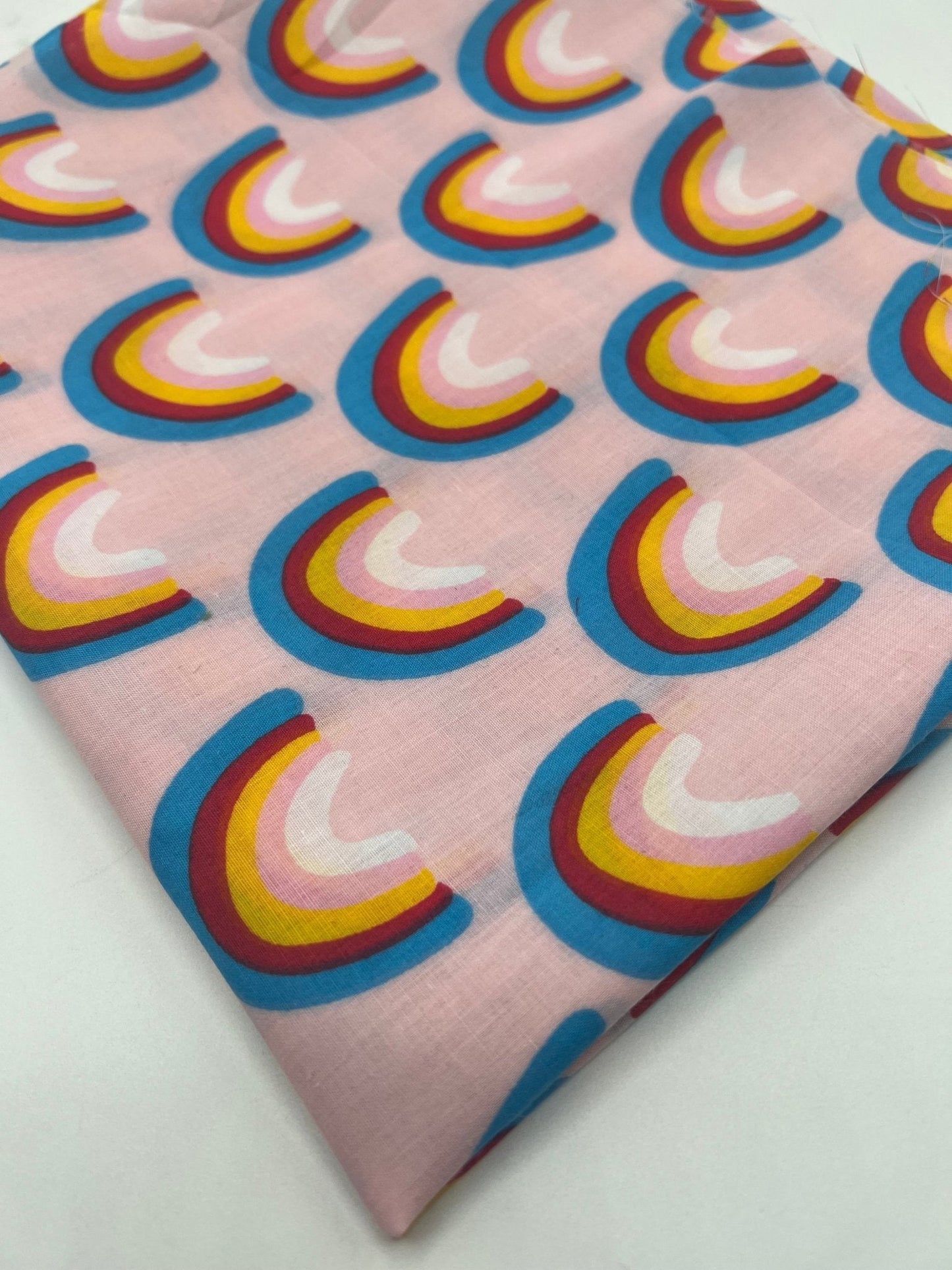 Pink Rainbow Printed Polycotton 90 GSM 80/20 44 Inch Non Stretch