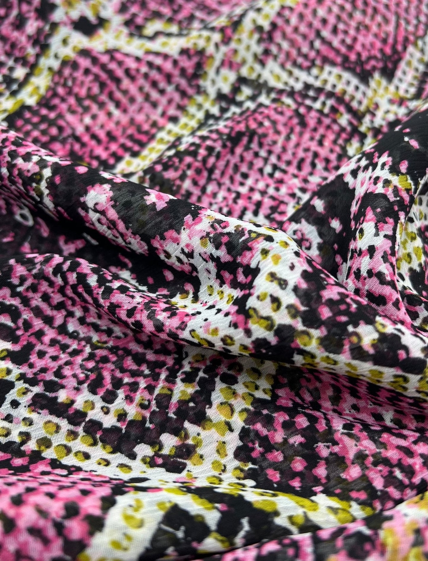 Pink Snake Printed Chiffon Dress Fabric