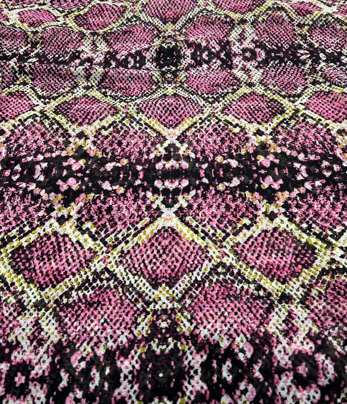 Pink Snake Printed Chiffon Dress Fabric