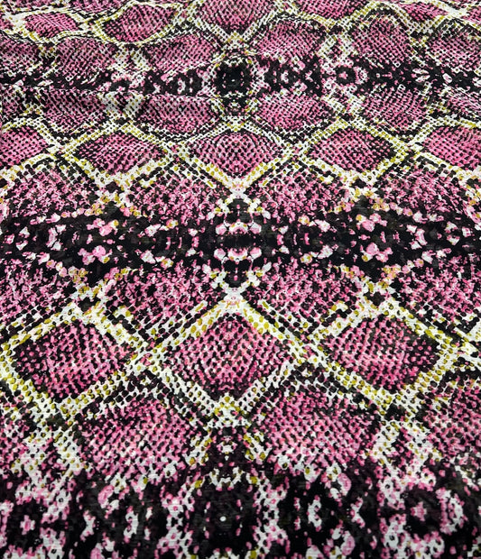 Pink Snake Printed Chiffon Dress Fabric
