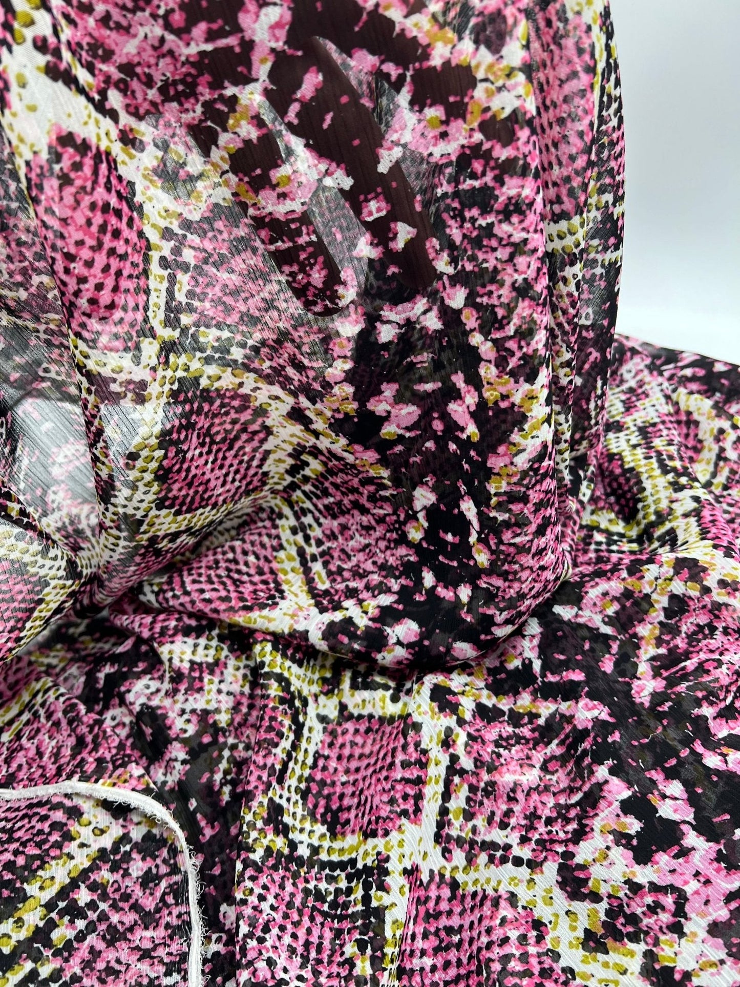 Pink Snake Printed Chiffon Dress Fabric