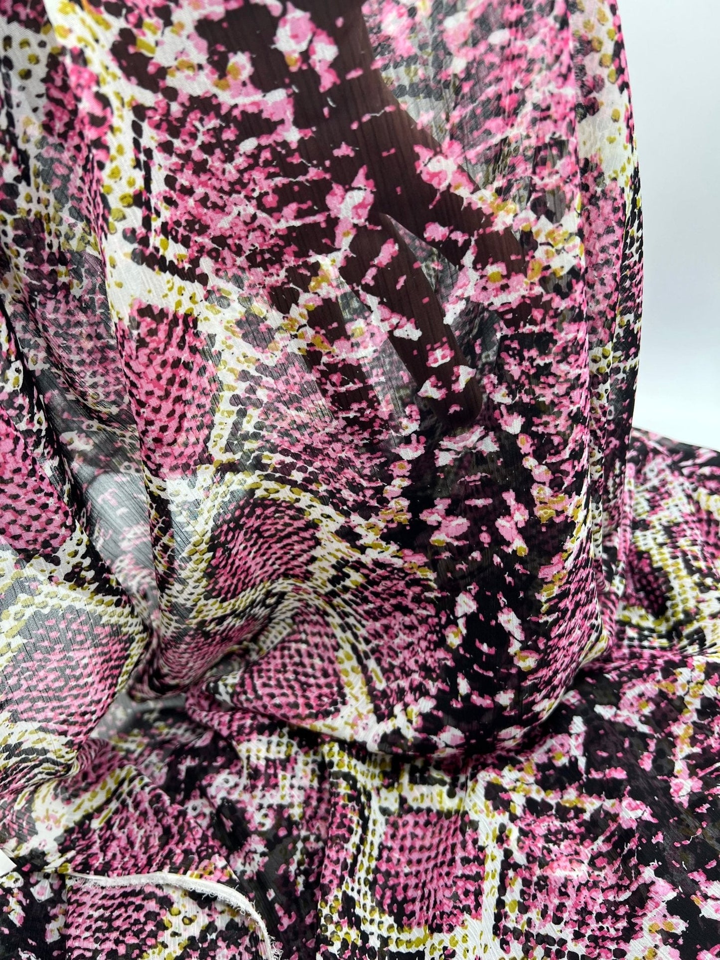 Pink Snake Printed Chiffon Dress Fabric