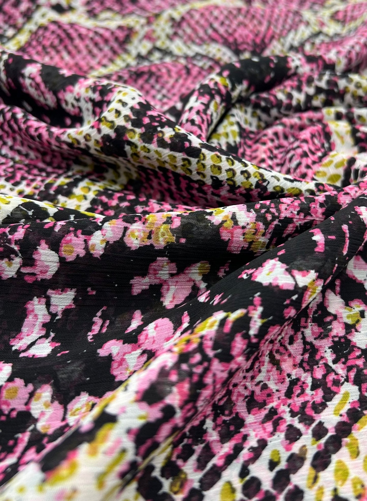 Pink Snake Printed Chiffon Dress Fabric