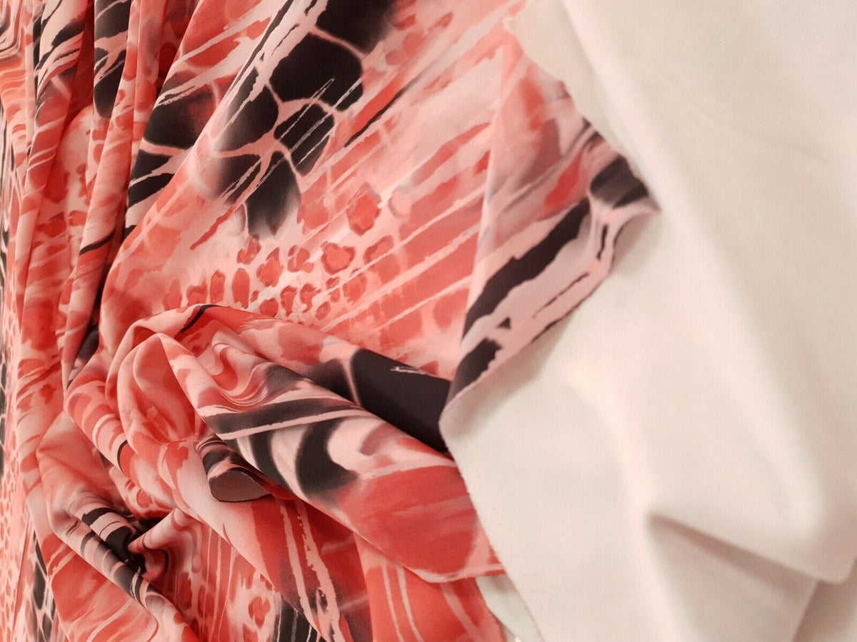 Pink Snake Printed Plain Scuba 4 Way Stretch Jersey Fabric