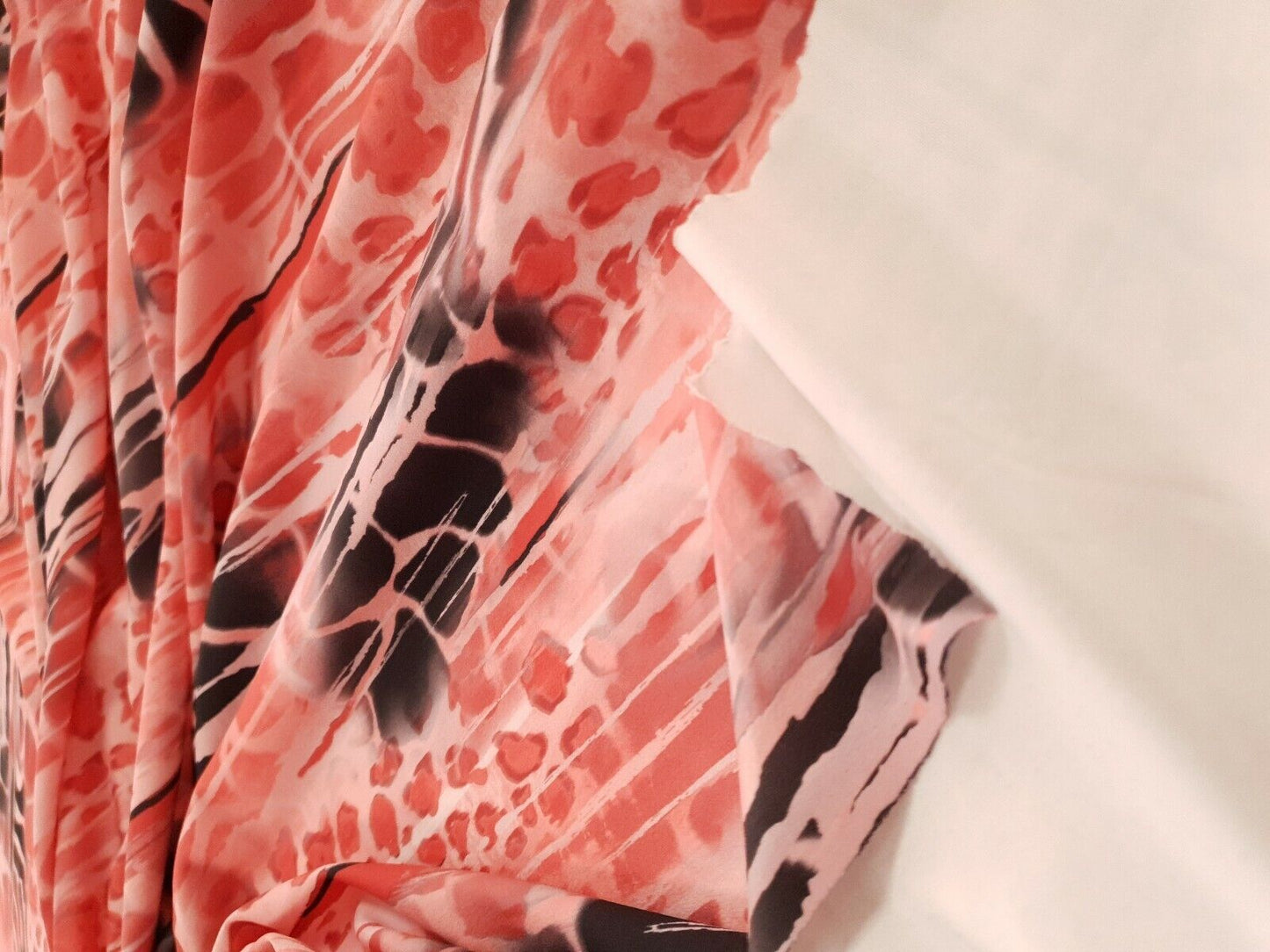 Pink Snake Printed Plain Scuba 4 Way Stretch Jersey Fabric
