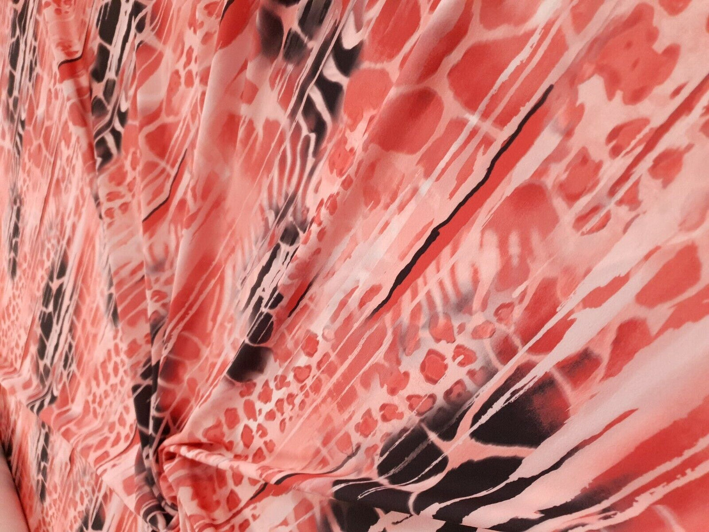 Pink Snake Printed Plain Scuba 4 Way Stretch Jersey Fabric