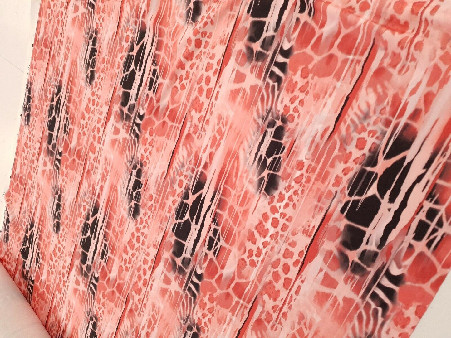 Pink Snake Printed Plain Scuba 4 Way Stretch Jersey Fabric