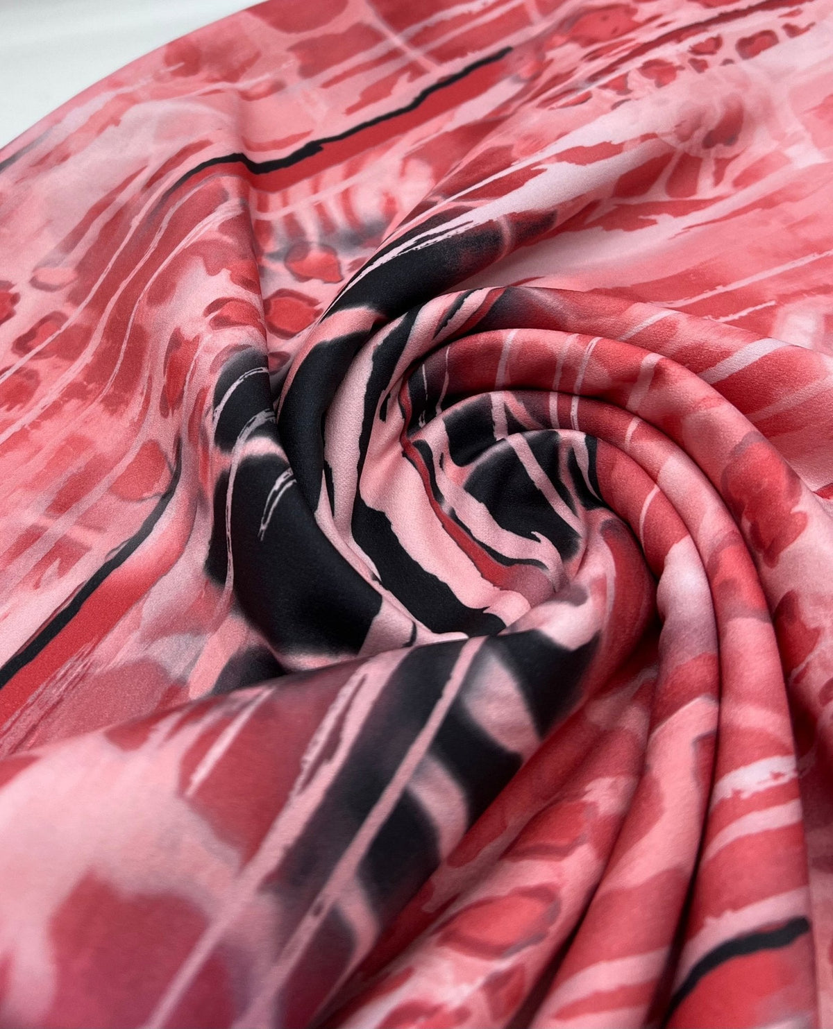 Pink Snake Printed Scuba Crepe Jersey Fabric 4 Way Stretch