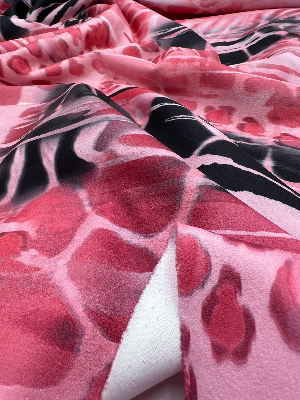 Pink Snake Printed Scuba Crepe Jersey Fabric 4 Way Stretch