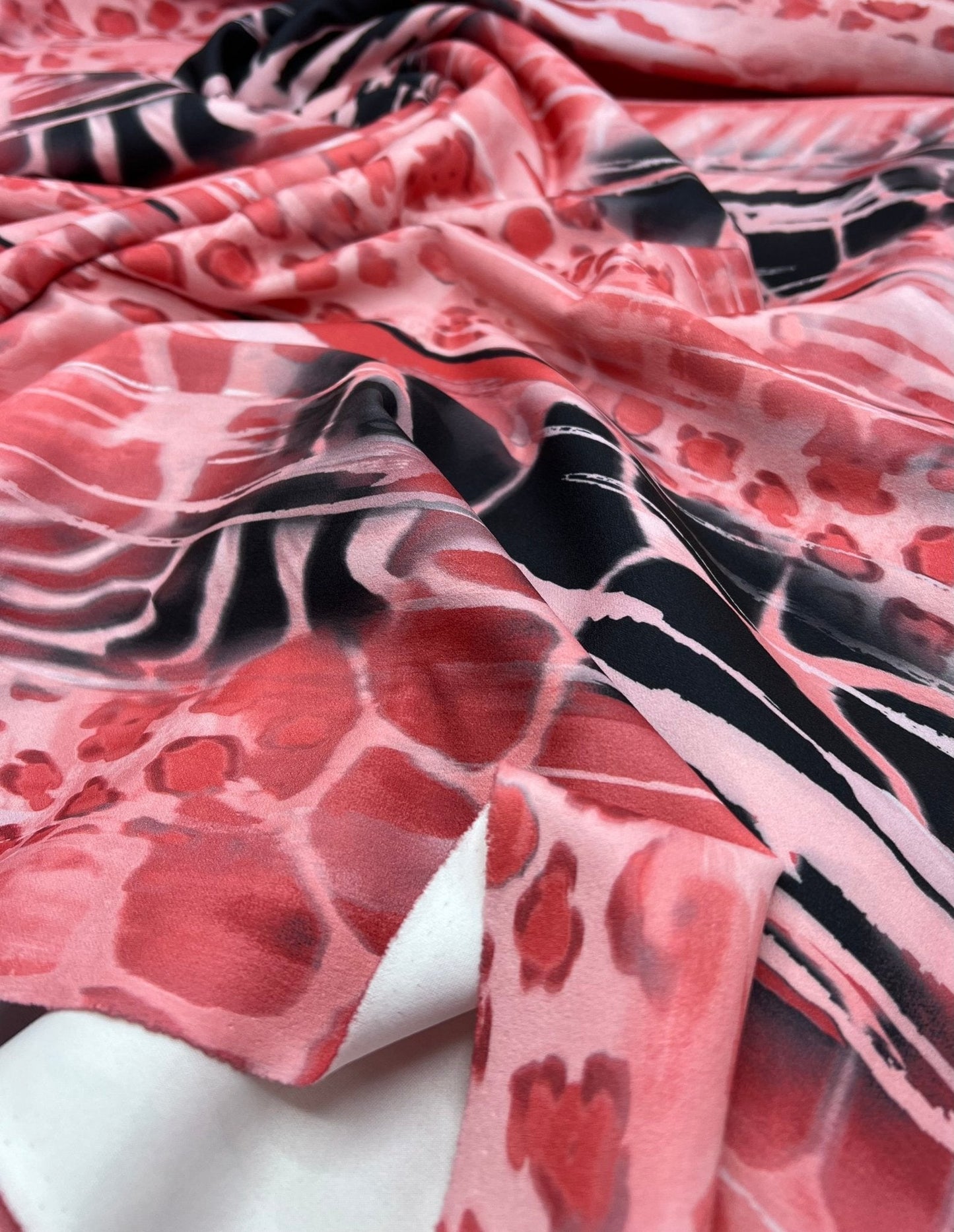 Pink Snake Printed Scuba Crepe Jersey Fabric 4 Way Stretch