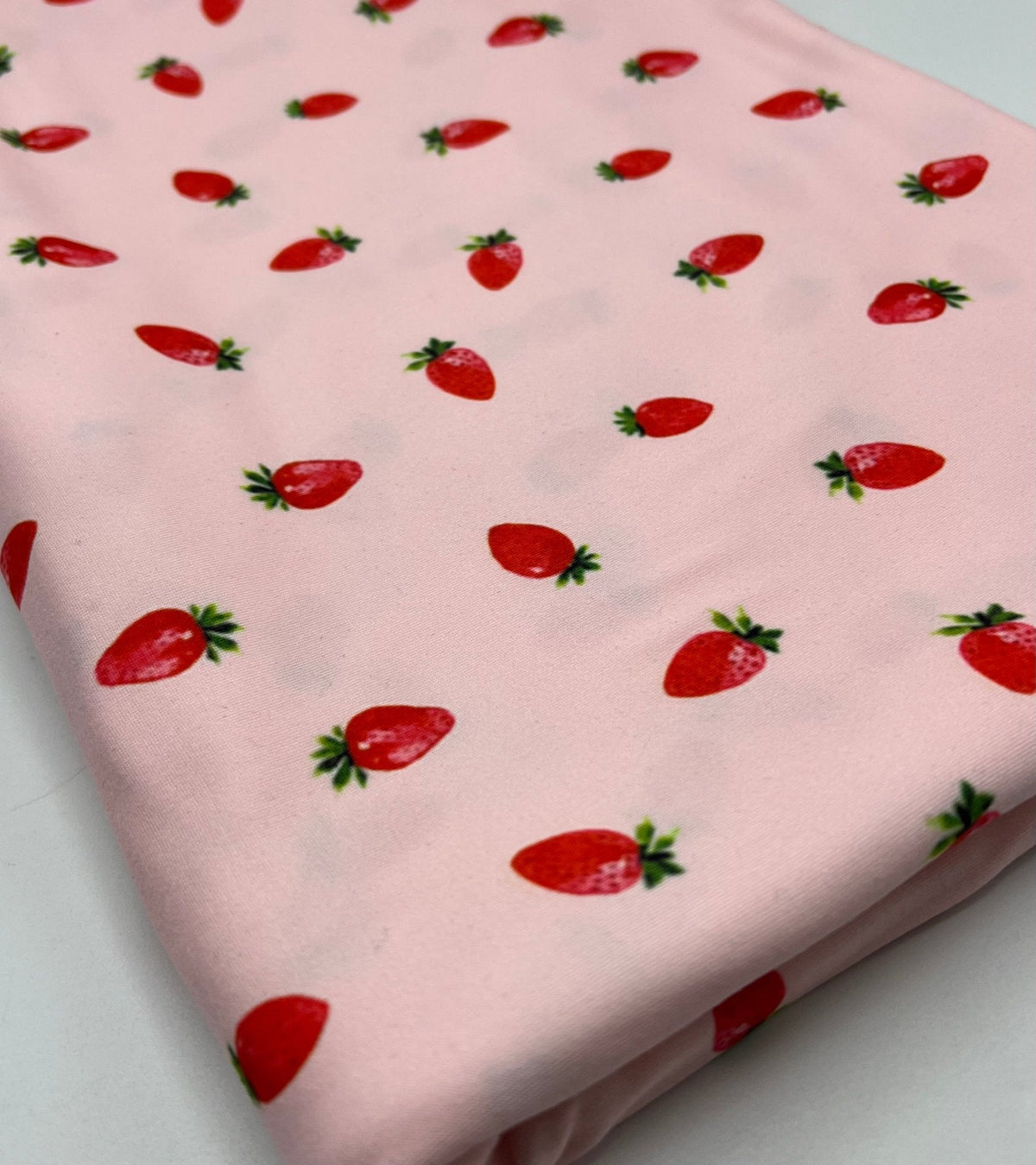 Pink Strawberrys Super Soft Print Spun Poly Stretch Fabric