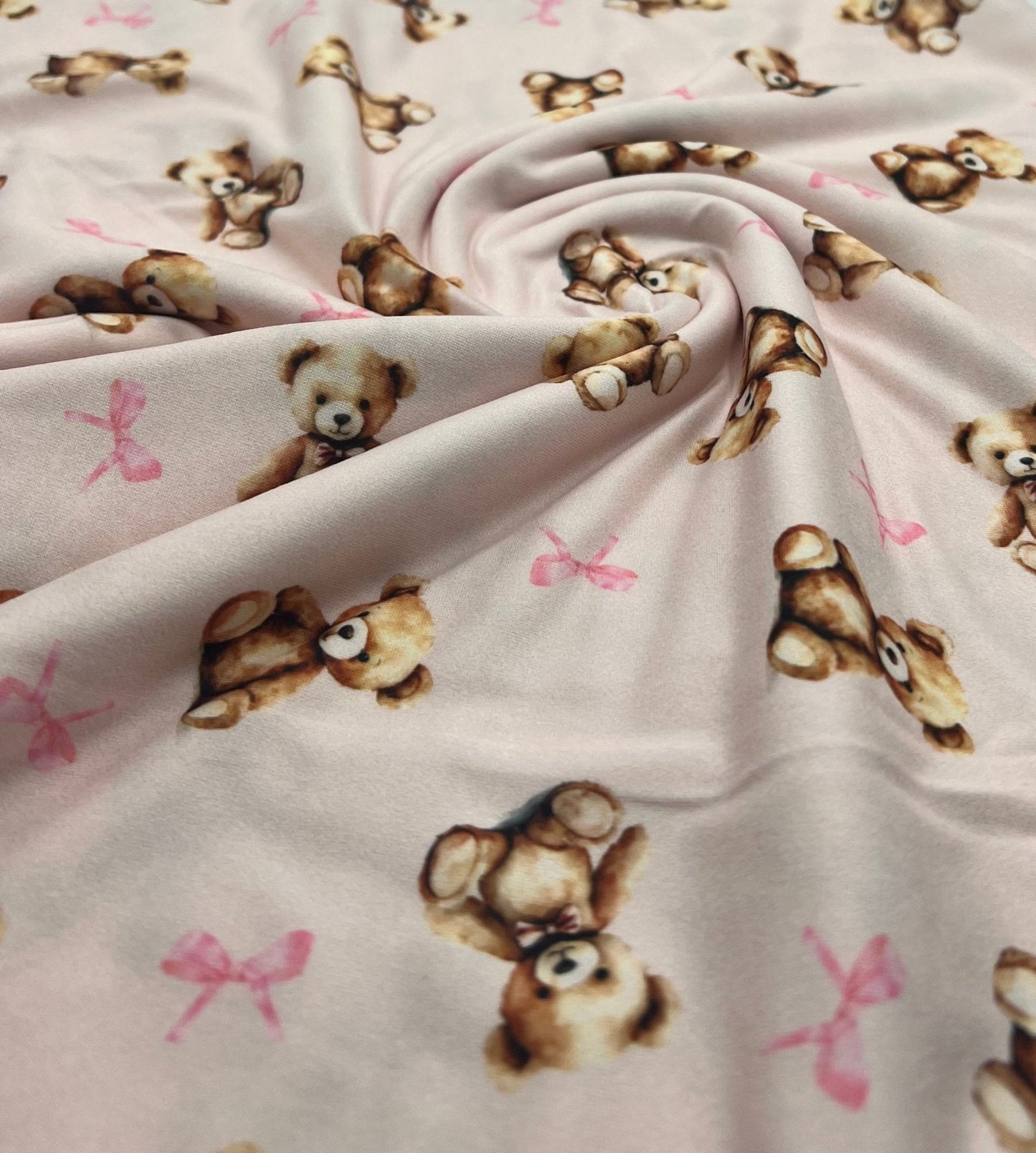 Pink Teddy Super Soft Print Spun Poly Stretch Fabric