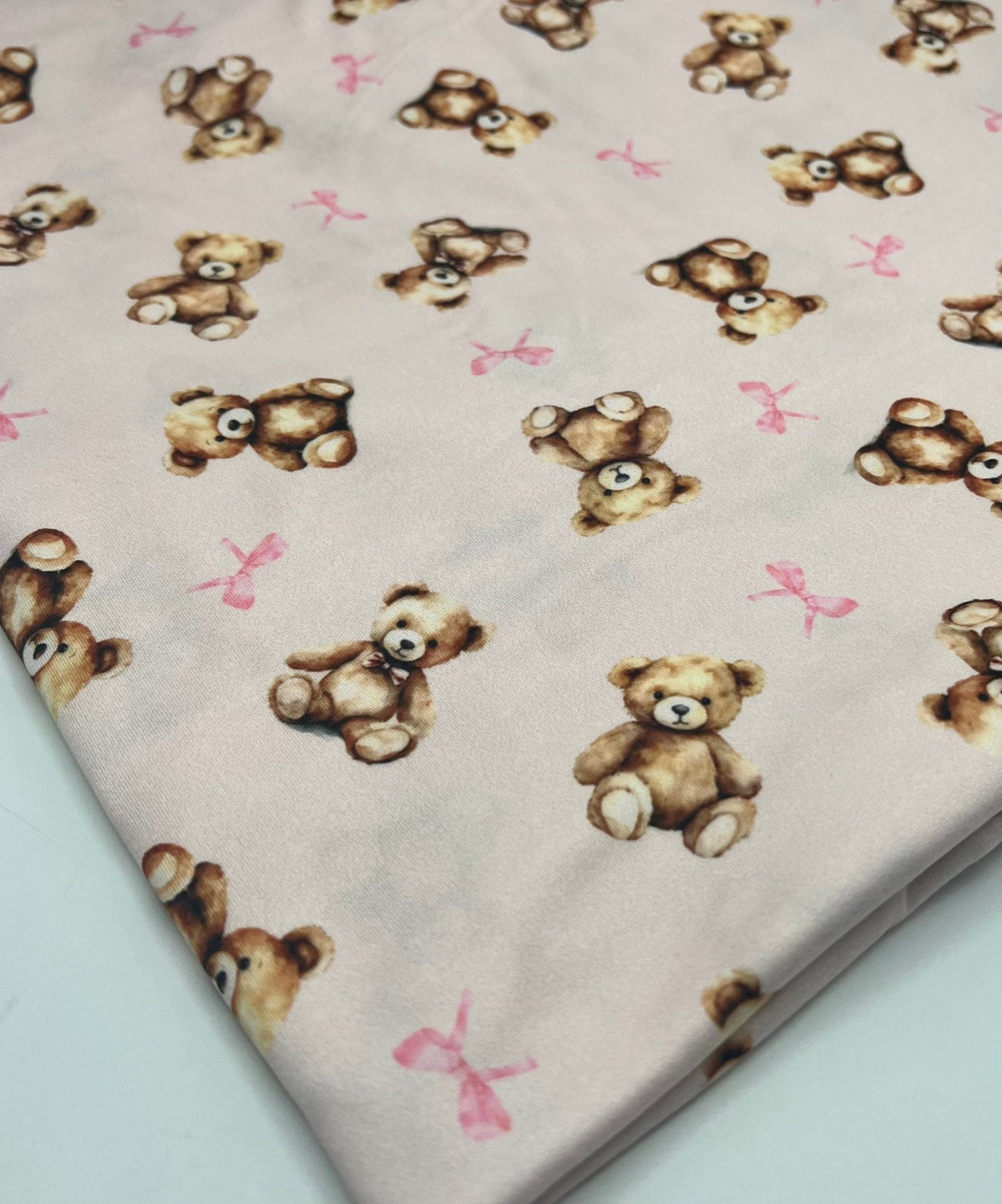 Pink Teddy Super Soft Print Spun Poly Stretch Fabric