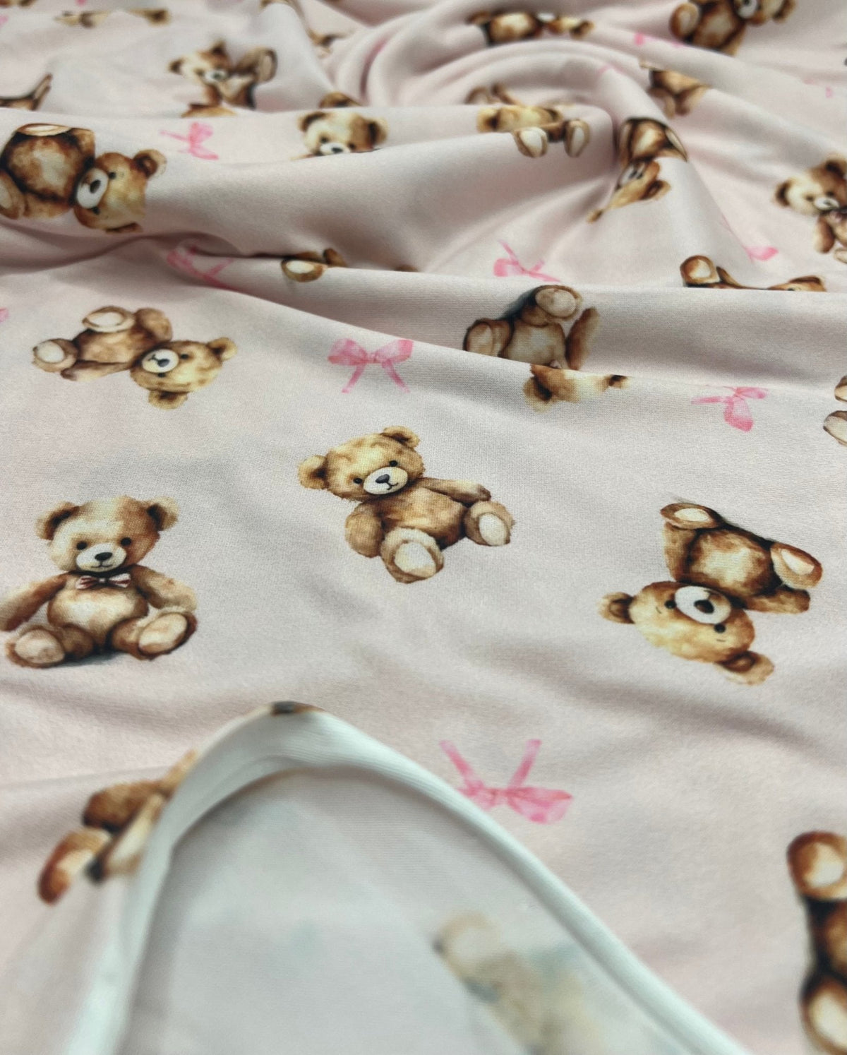 Pink Teddy Super Soft Print Spun Poly Stretch Fabric