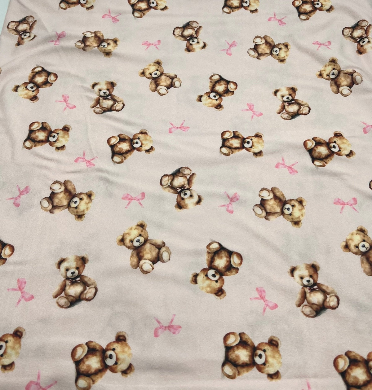 Pink Teddy Super Soft Print Spun Poly Stretch Fabric