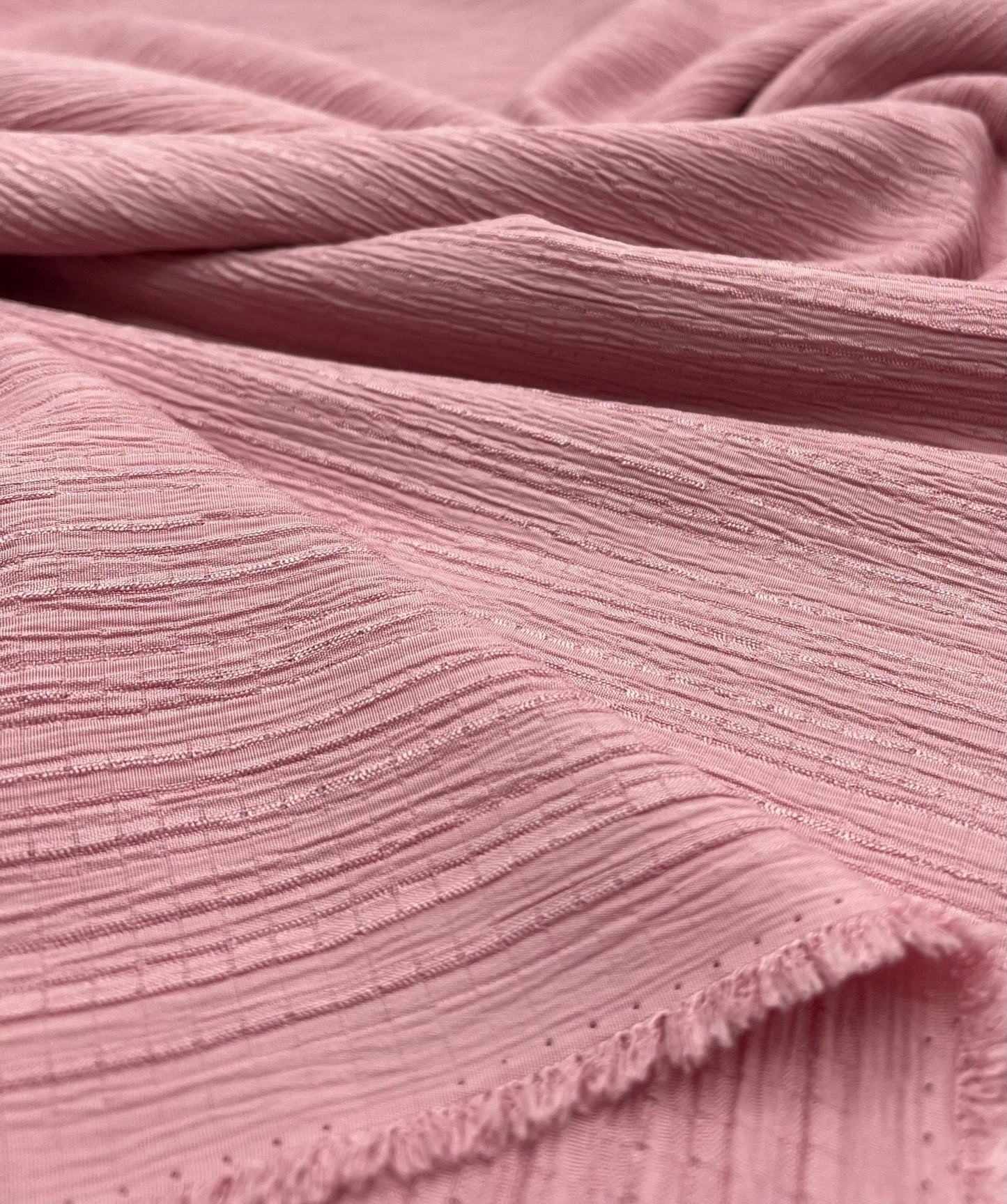 Pink Textured Crinkle Lightweight Non Stretch Fabric