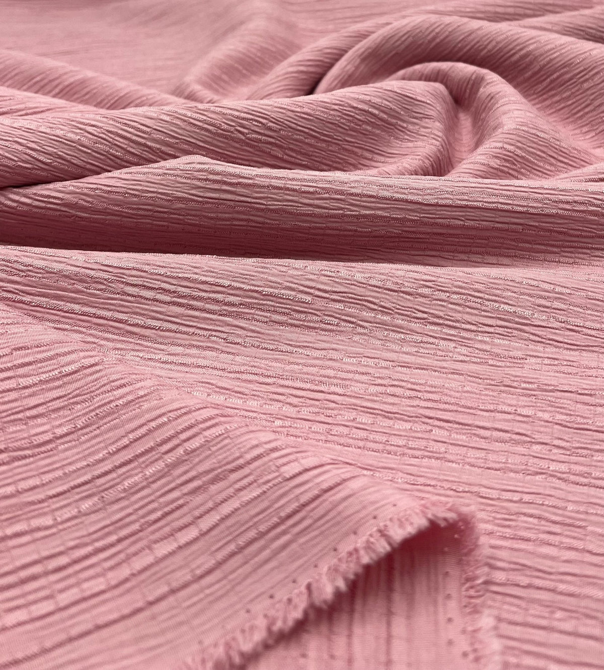 Pink Textured Crinkle Lightweight Non Stretch Fabric