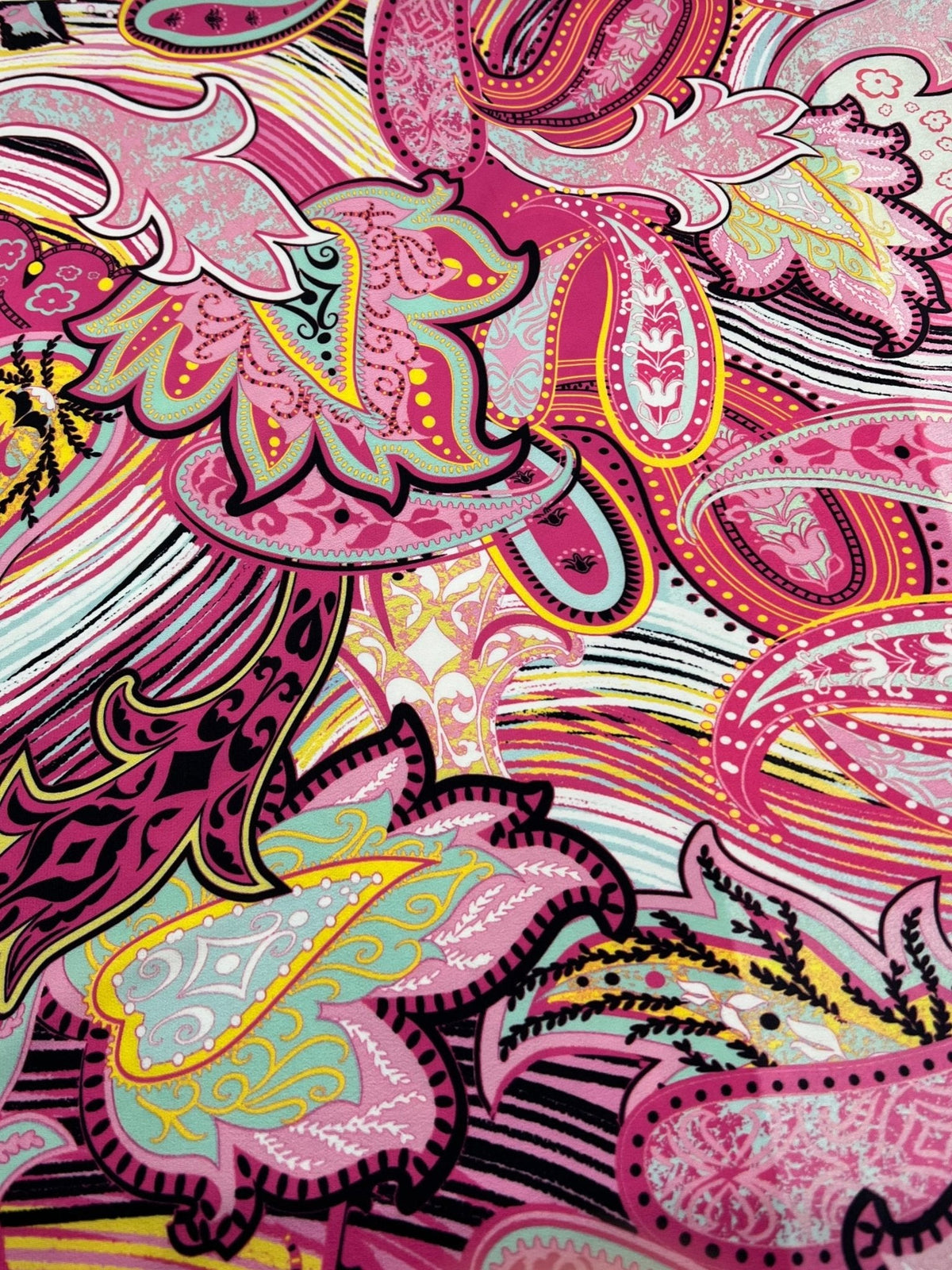 Pink Yellow Mix Print ITY Fabric 4 Way Stretch