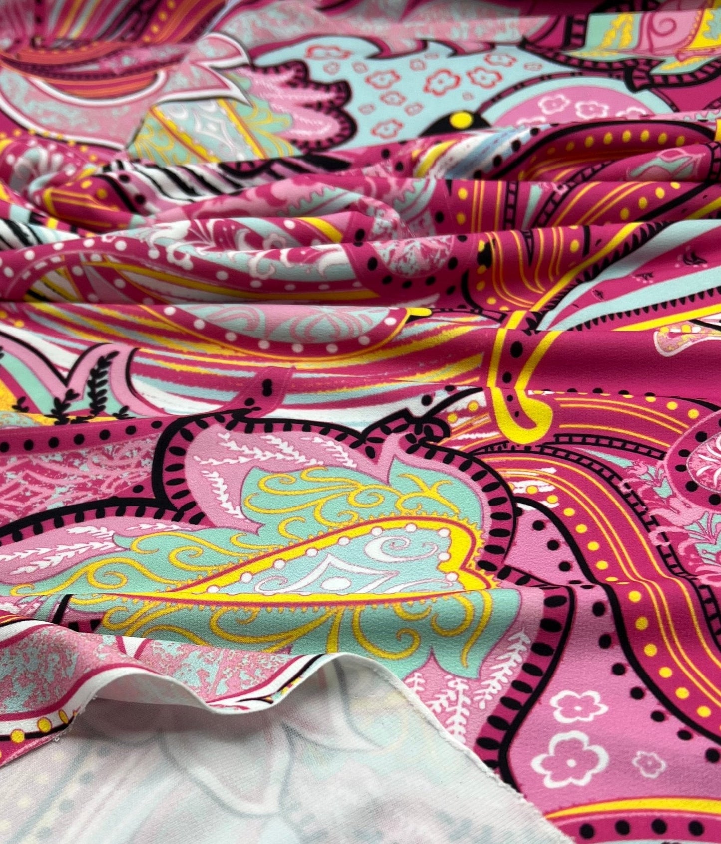 Pink Yellow Mix Print ITY Fabric 4 Way Stretch