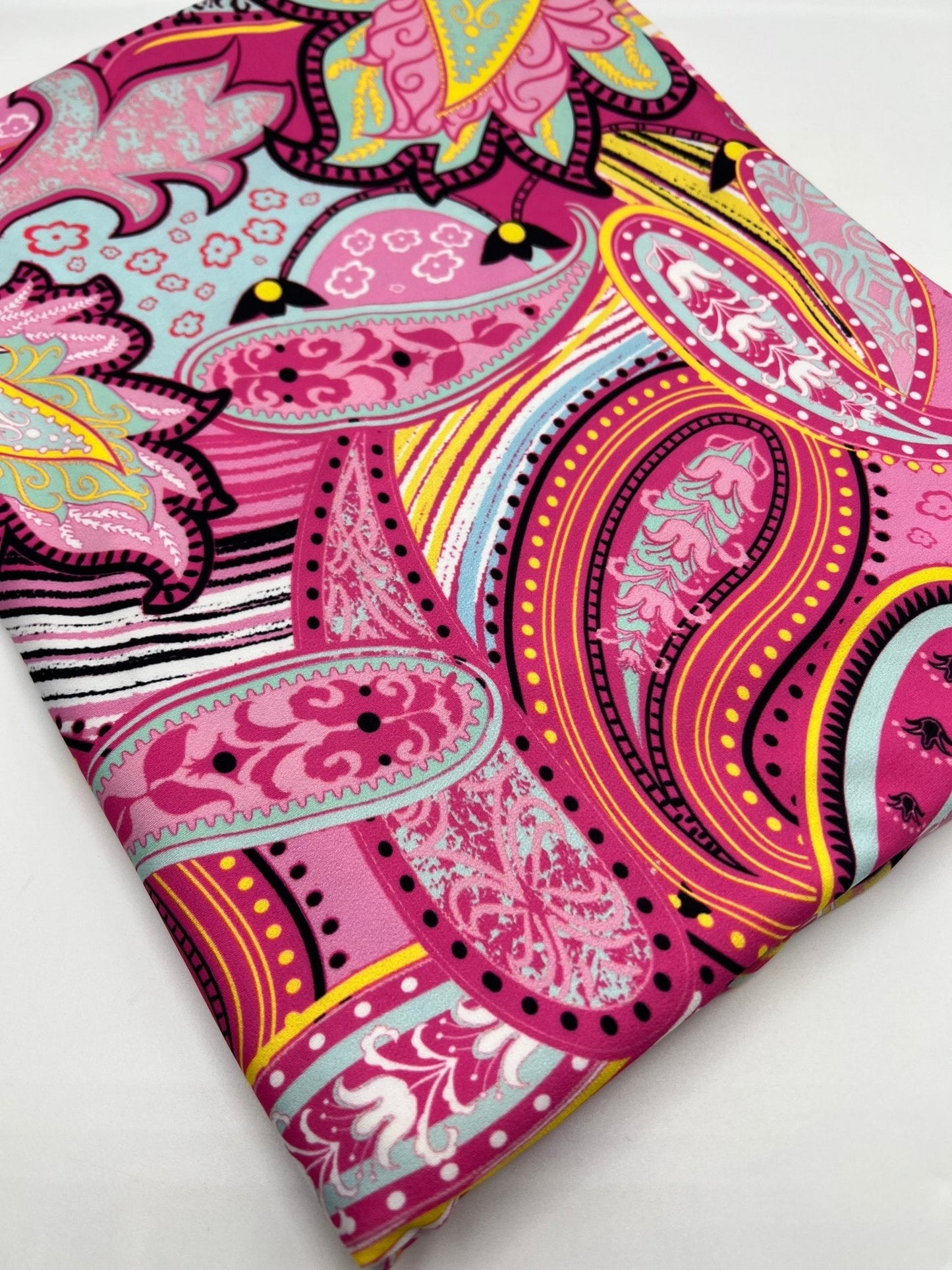 Pink Yellow Mix Print ITY Fabric 4 Way Stretch
