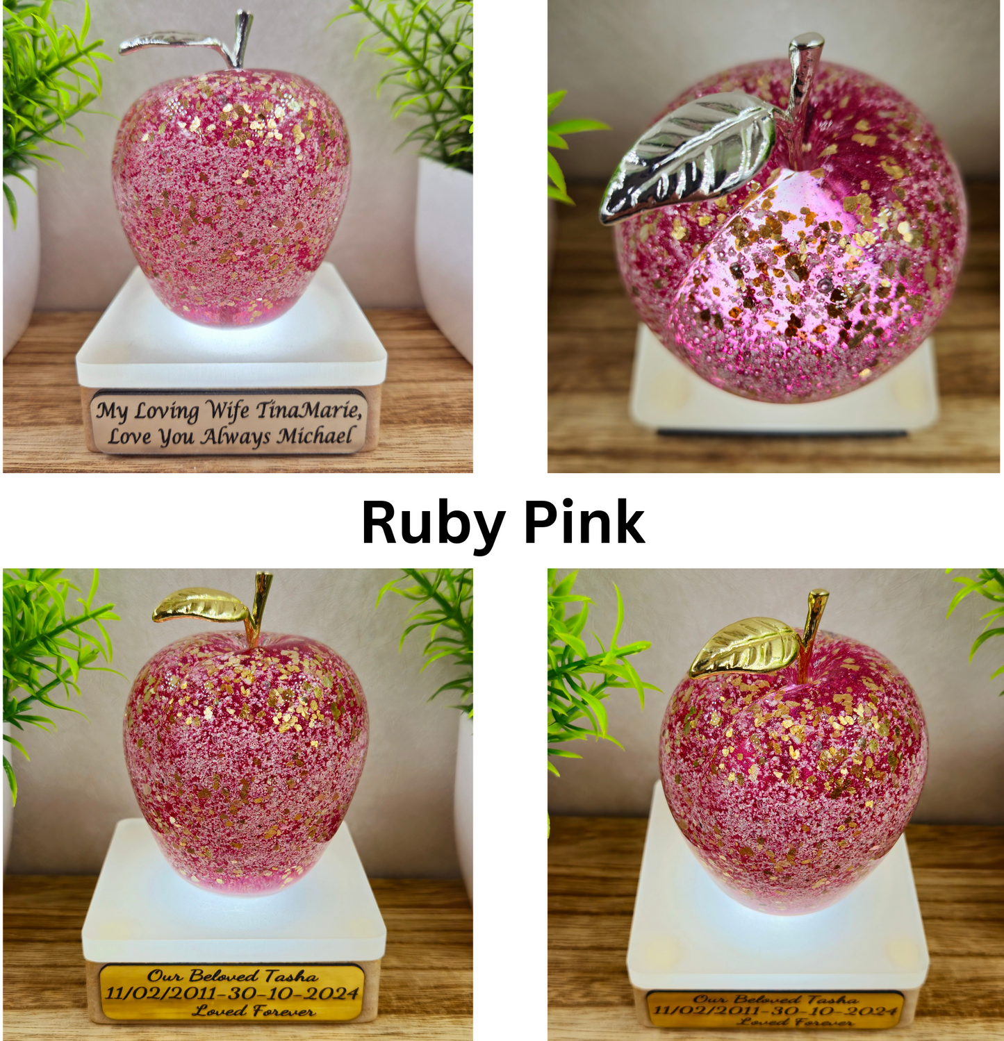 Memorial Ashes In Glass Apple (gold speckle)
