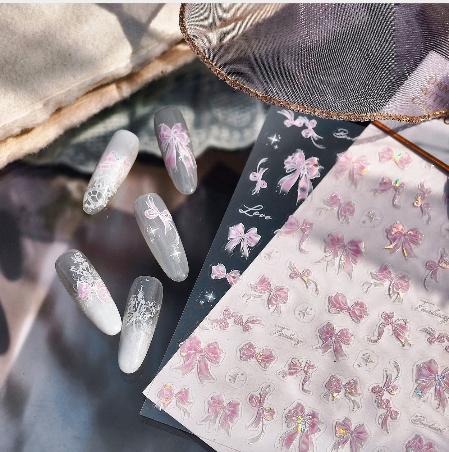 Hello Claws | Pink Bowknot Nail Deco Sticker