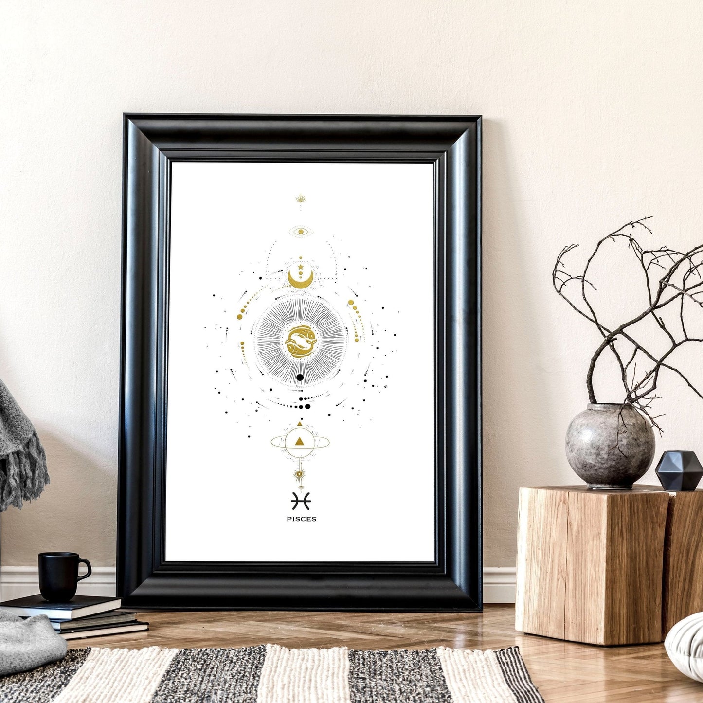 Pisces zodiac sign wall art print