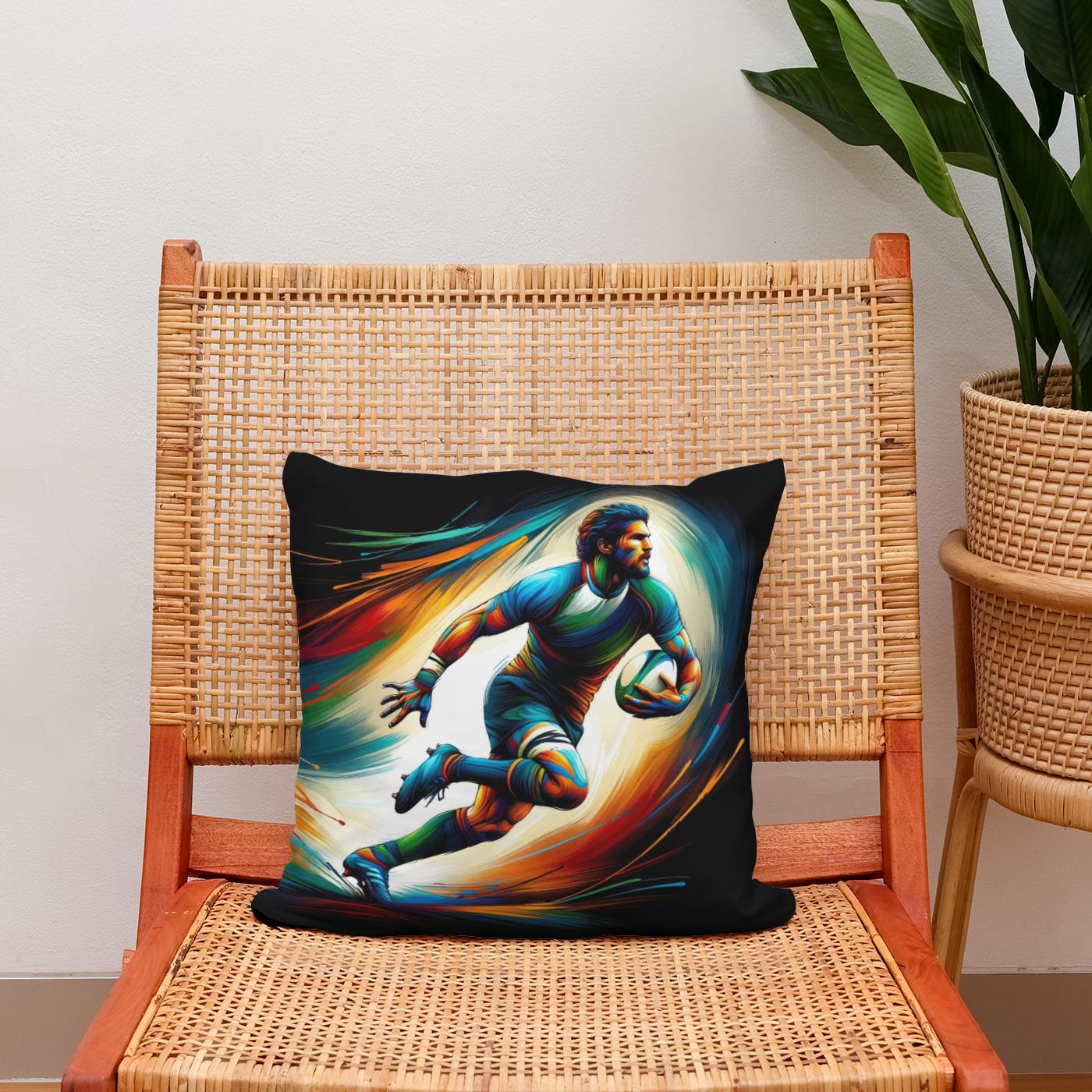 Rugby Action Cotton Cushion