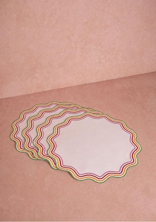 Alice Multi Coloured Trim Placemats - Set of 4