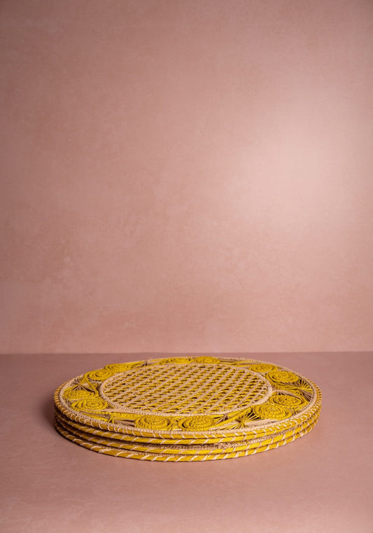 Atlántico Iraca Woven Placemats, Yellow Set of 4