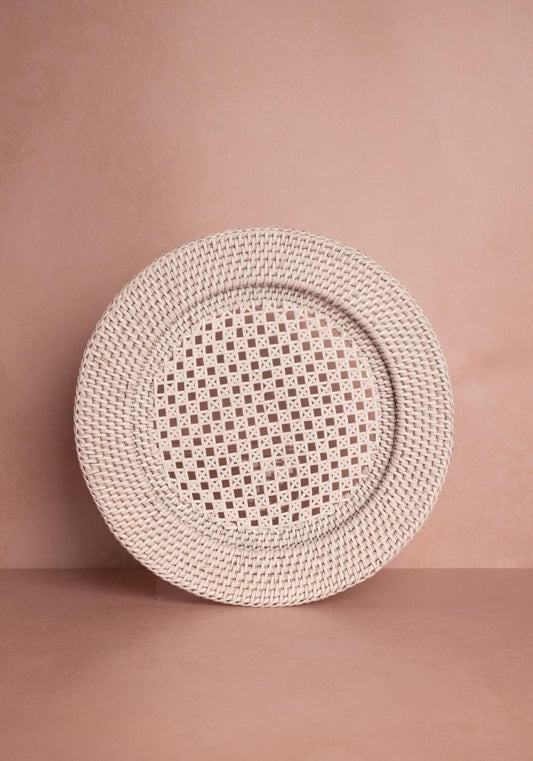 Harbour Island Round Rattan Charger Placemat White - Set of 4