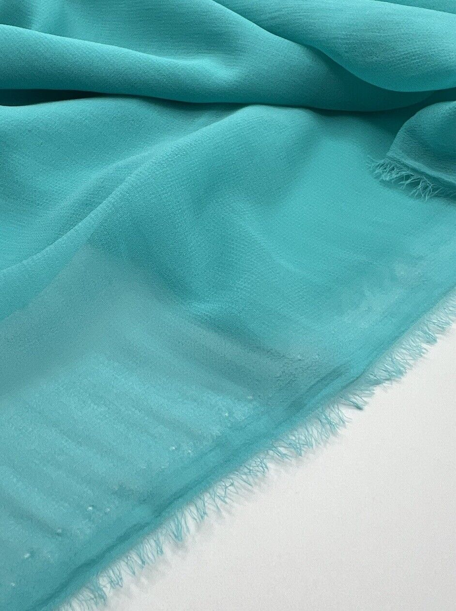 Plain Aqua Blue Chiffon Sheer Dress Bridal Fabric