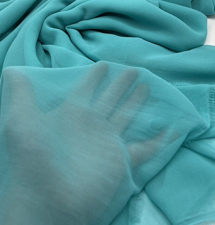 Plain Aqua Blue Chiffon Sheer Dress Bridal Fabric