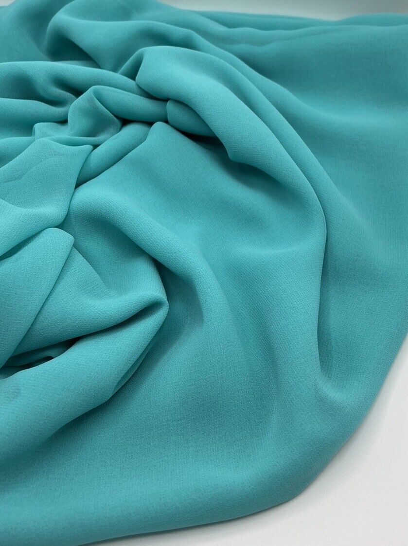 Plain Aqua Blue Chiffon Sheer Dress Bridal Fabric