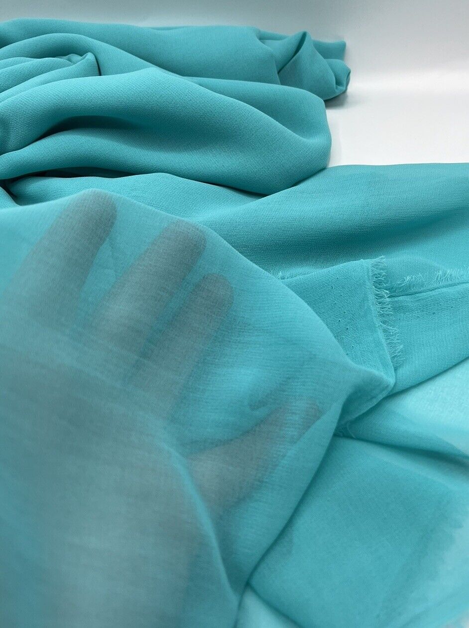 Plain Aqua Blue Chiffon Sheer Dress Bridal Fabric