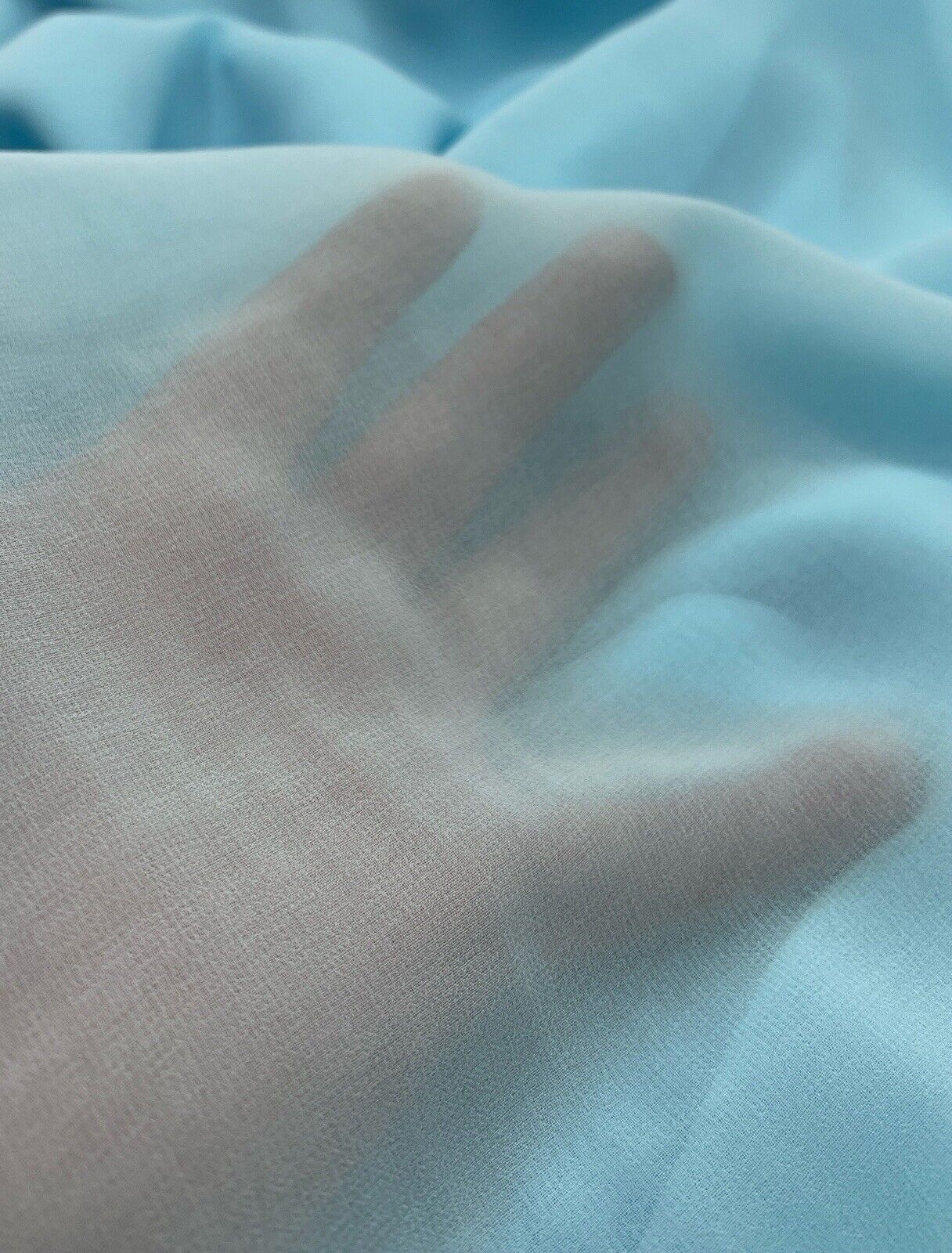 Plain Baby Blue Chiffon Sheer Dress Bridal Fabric