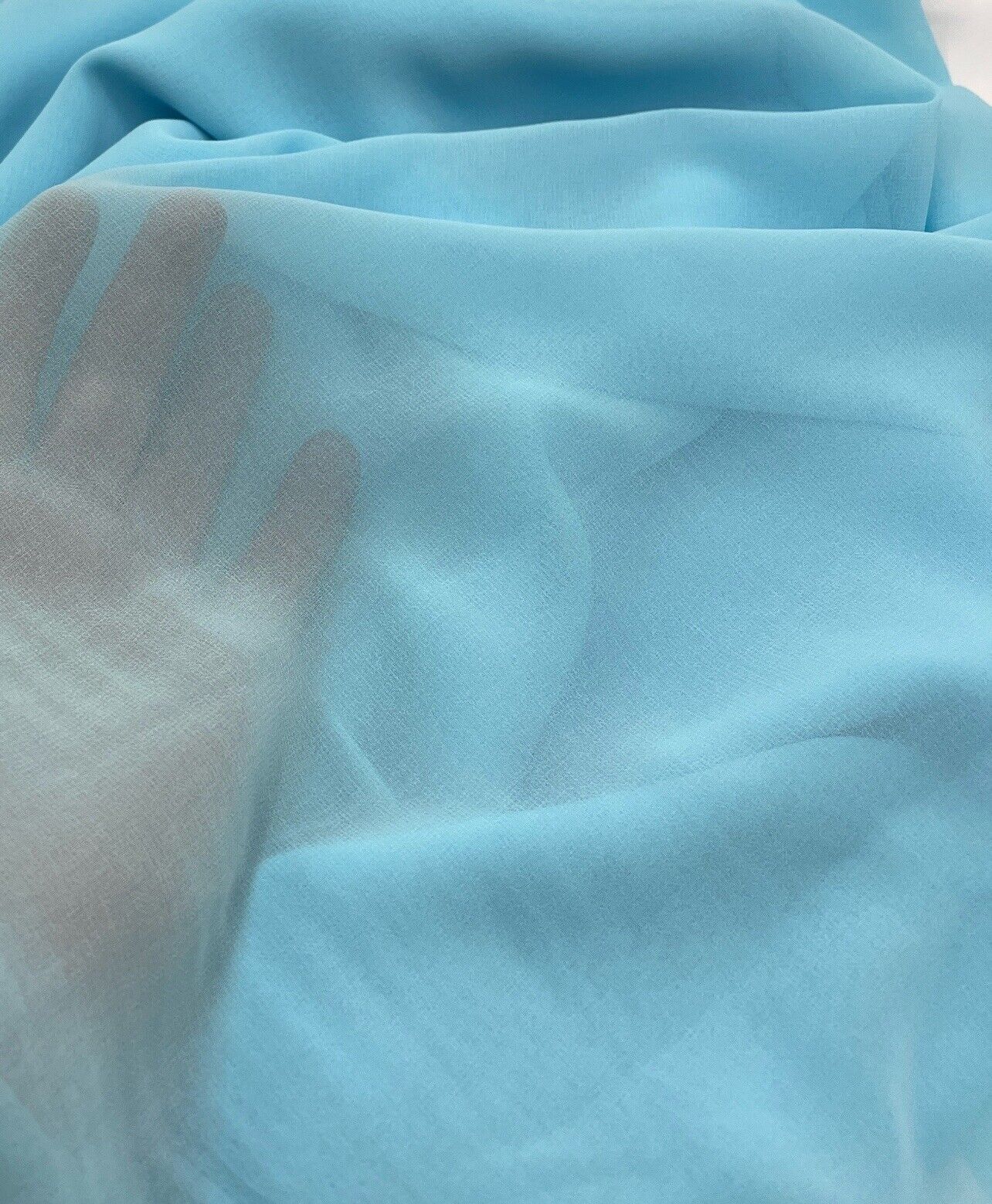 Plain Baby Blue Chiffon Sheer Dress Bridal Fabric