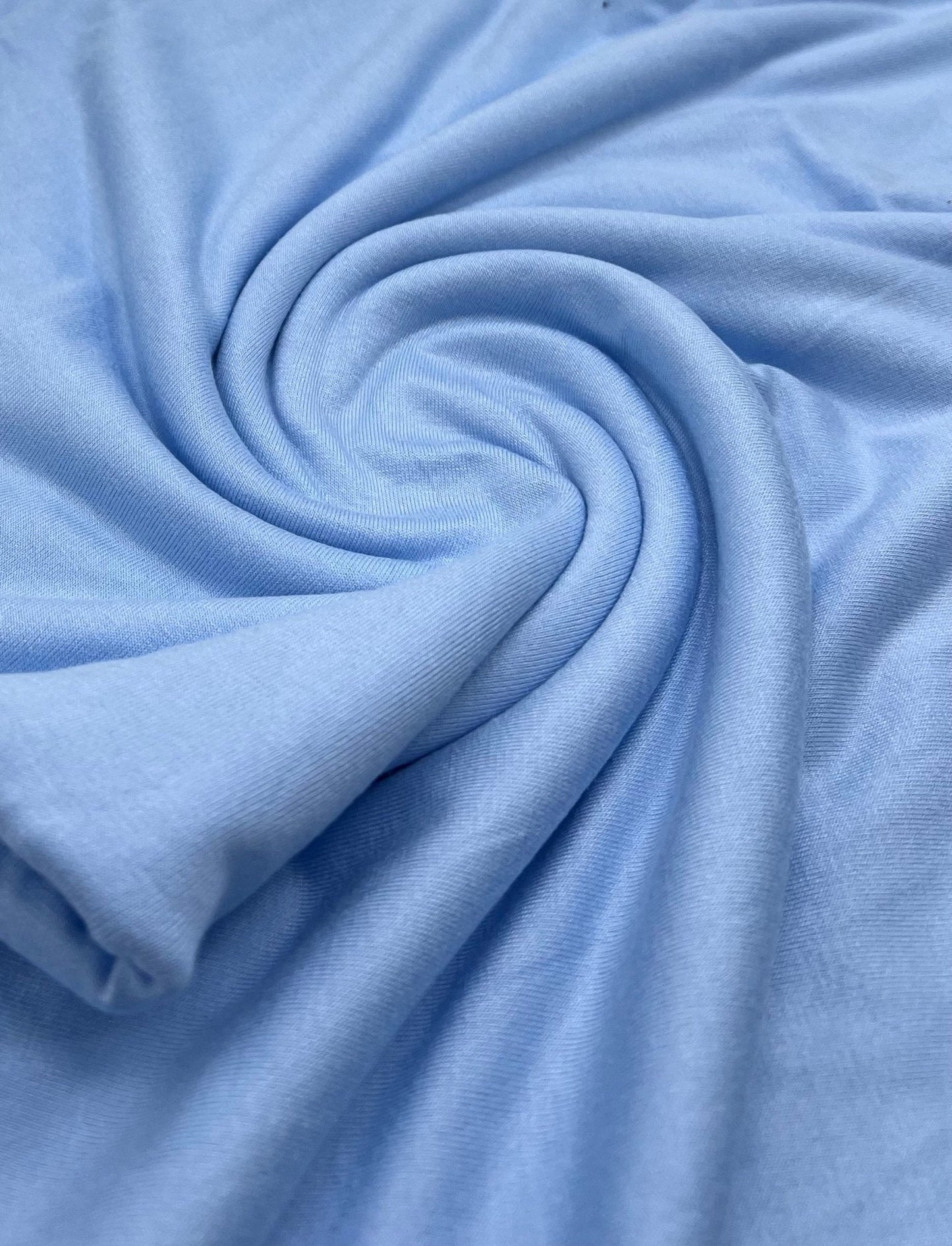 Plain Baby Blue Viscose Elastane Fabric 4 Way Stretch Jersey