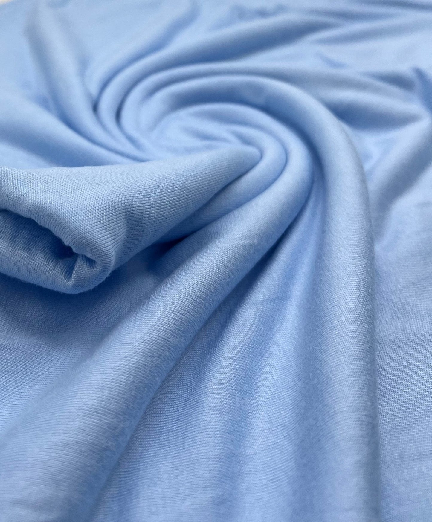 Plain Baby Blue Viscose Elastane Fabric 4 Way Stretch Jersey
