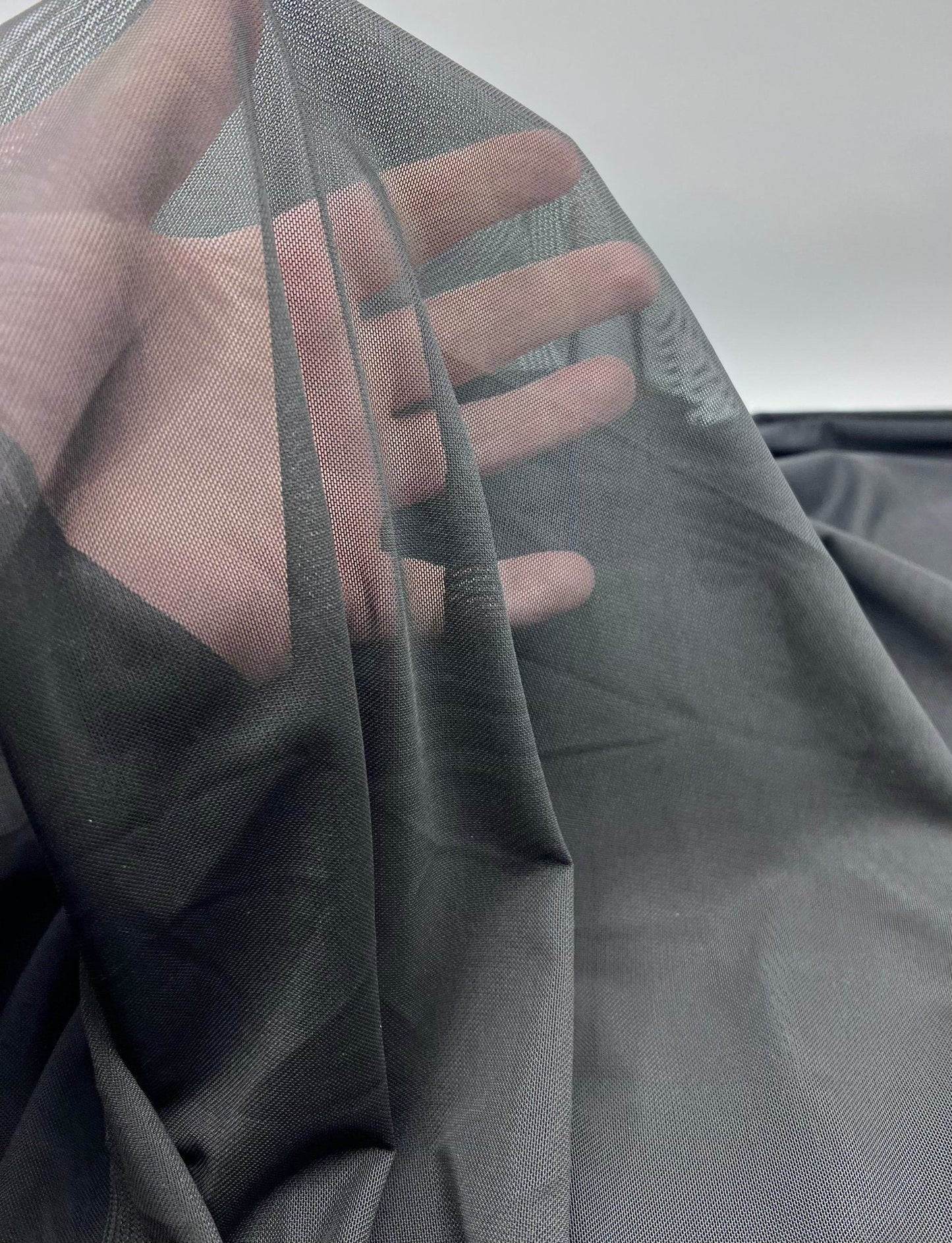Plain Black Mesh Fabric Stretch