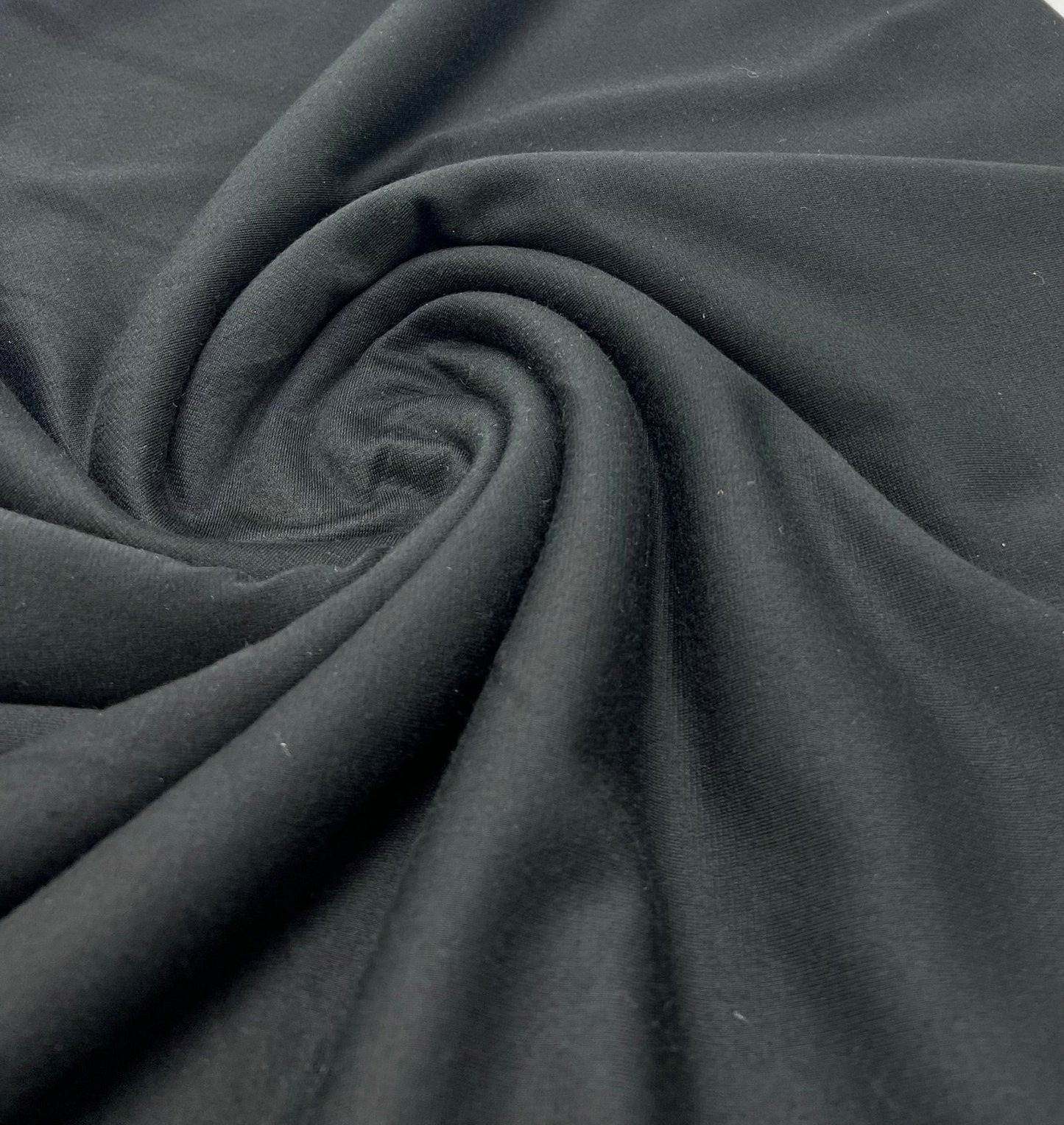 Plain Black Ponte 4 Way Stretch Fabric