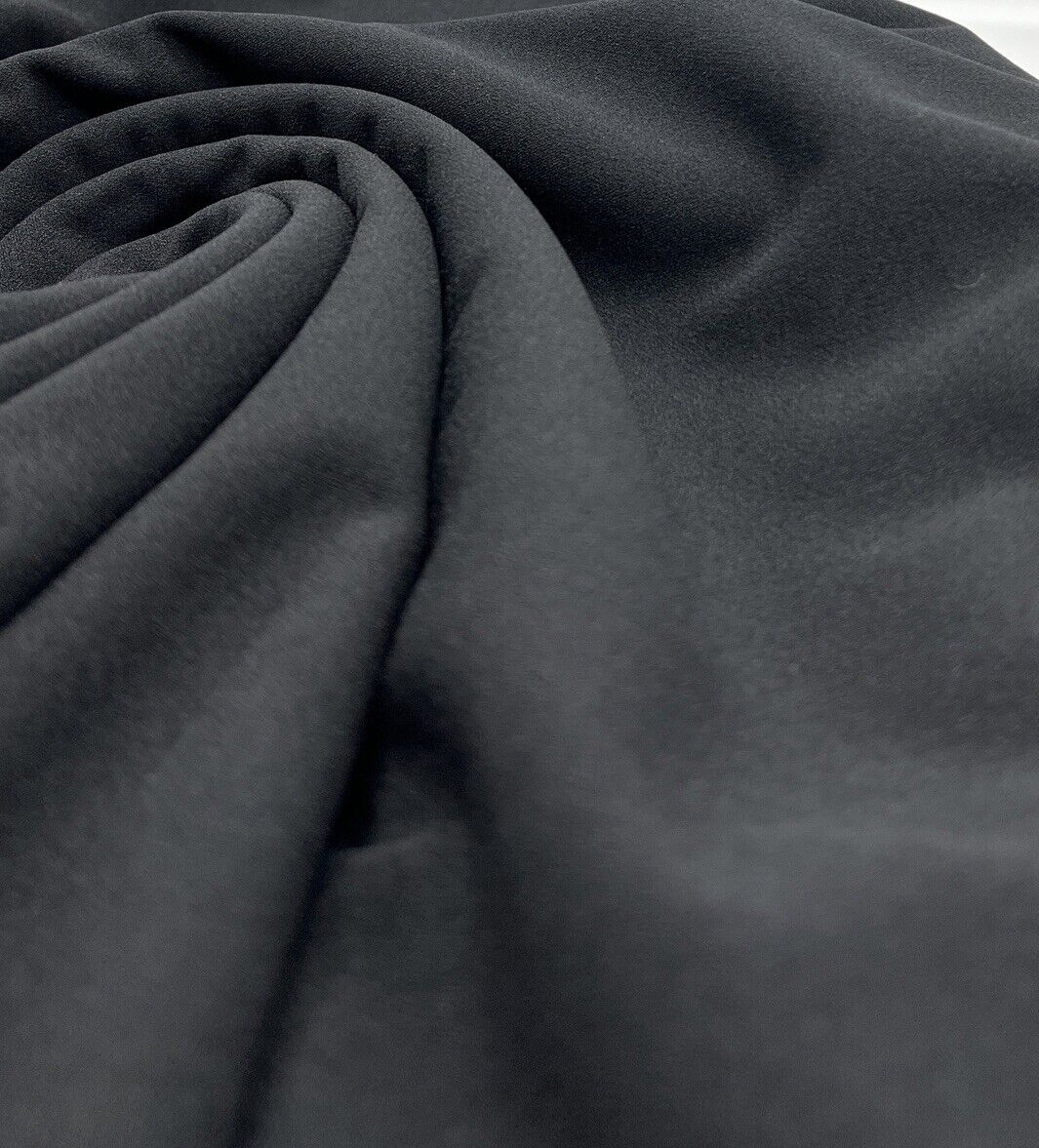 Plain Black Scuba Crepe Stretch Fabric 4 Way Stretch