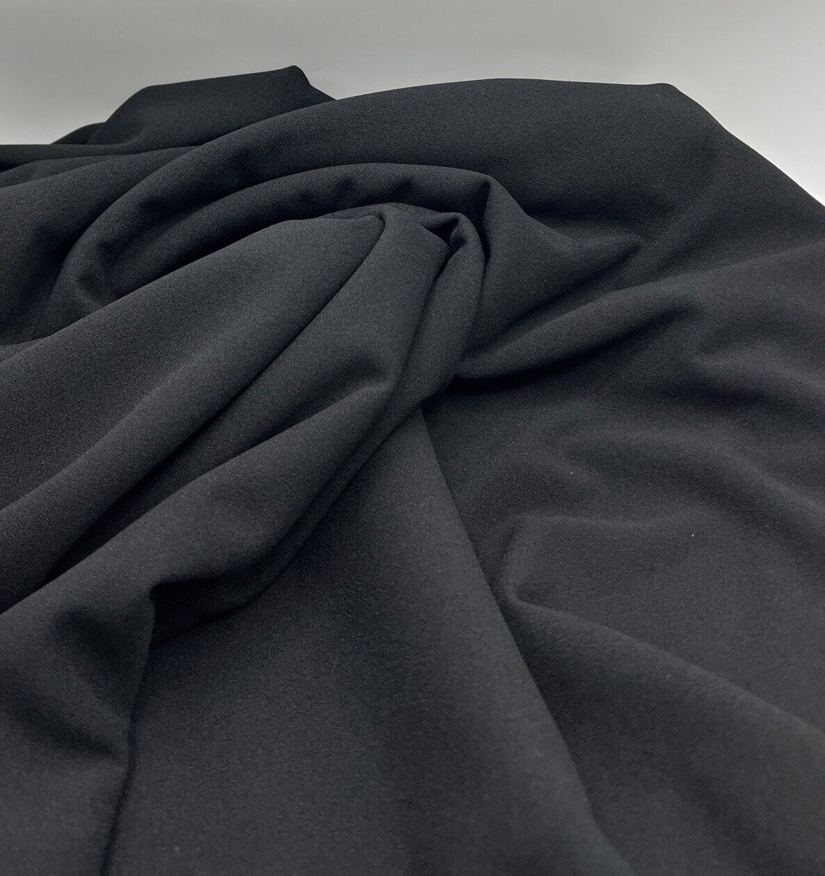 Plain Black Scuba Crepe Stretch Fabric 4 Way Stretch