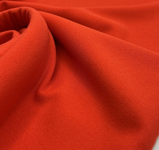 Plain Burnt Orange Scuba Crepe Stretch Jersey Fabric 4 Way Stretch
