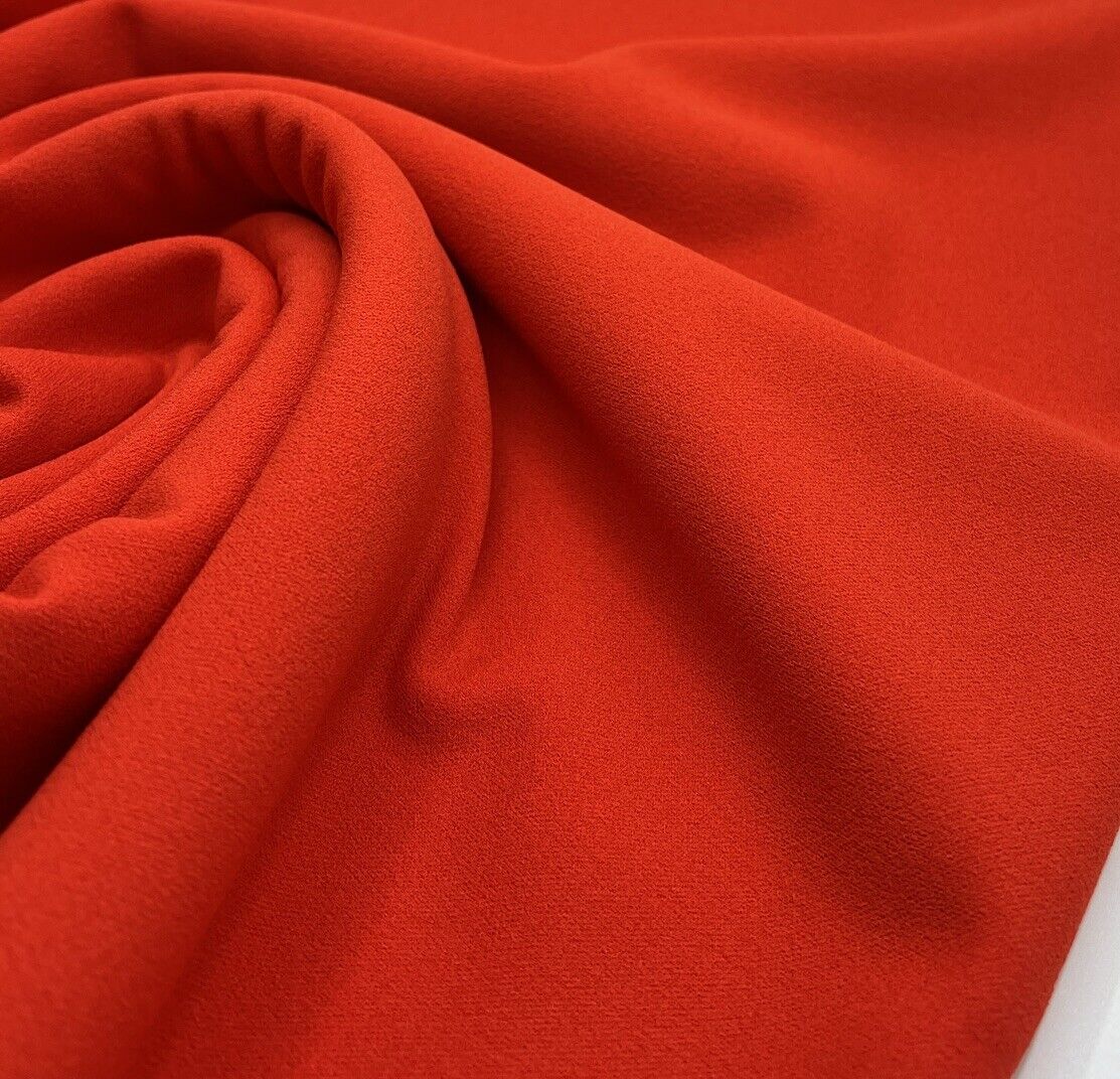 Plain Burnt Orange Scuba Crepe Stretch Jersey Fabric 4 Way Stretch