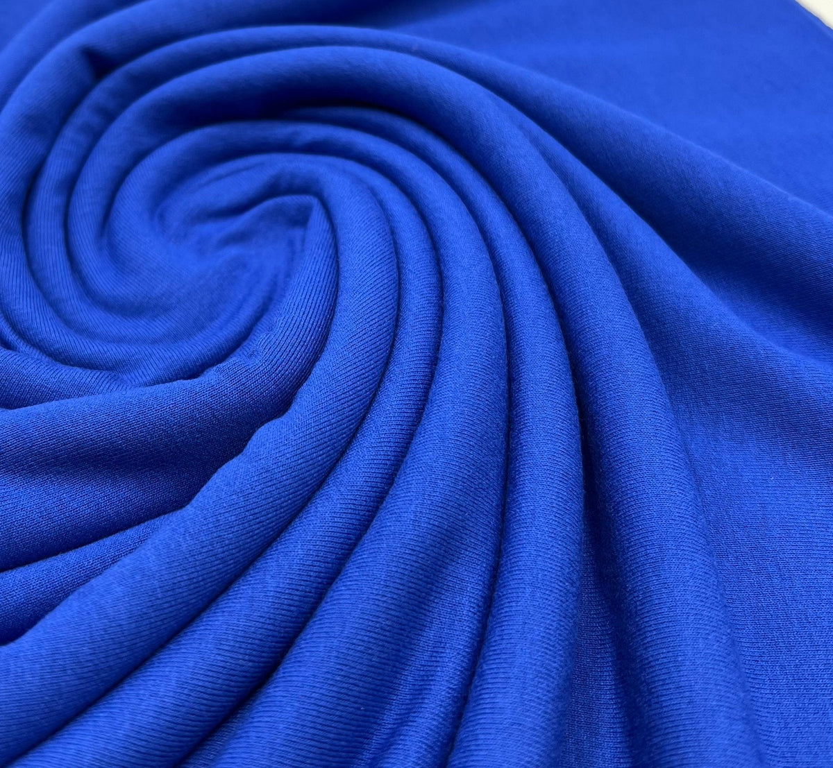 Plain Blue Viscose Elastane Fabric 4 Way Stretch Jersey