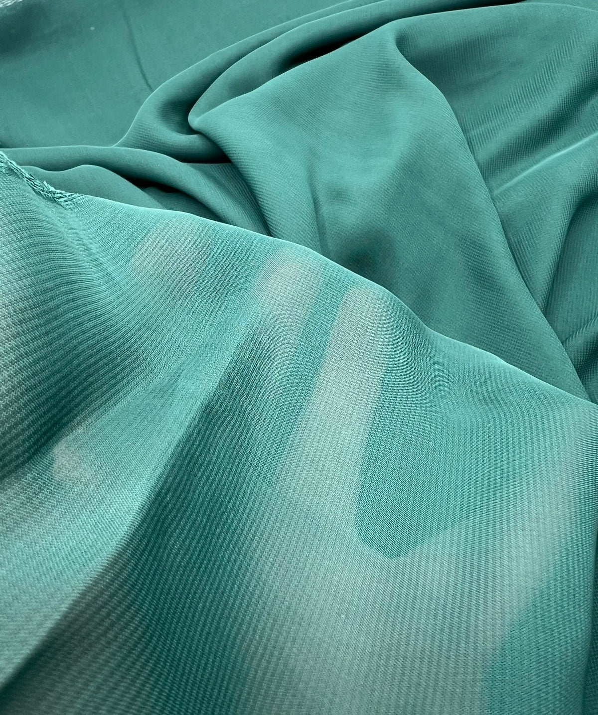 Plain Bottle Green Chiffon Sheer Dress Bridal Fabric